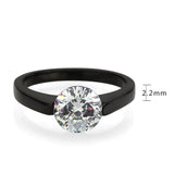 TK3737 - IP Black Stainless Steel Ring with AAA Grade CZ in Clear