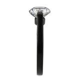 TK3737 - IP Black Stainless Steel Ring with AAA Grade CZ in Clear - Alamode - Flyclothing LLC