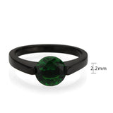 TK3738 IP Black Stainless Steel Ring with Synthetic in Emerald - Alamode