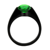 TK3738 IP Black Stainless Steel Ring with Synthetic in Emerald - Alamode
