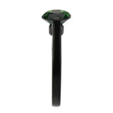 TK3738 IP Black Stainless Steel Ring with Synthetic in Emerald - Alamode - Flyclothing LLC