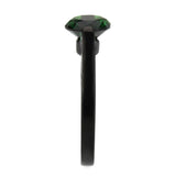 TK3738 IP Black Stainless Steel Ring with Synthetic in Emerald - Alamode