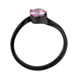 TK3739 IP Black Stainless Steel Ring with AAA Grade CZ in Rose