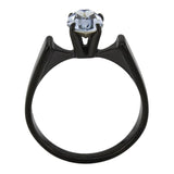 TK3740 IP Black Stainless Steel Ring with Top Grade Crystal in Aquamarine - Alamode