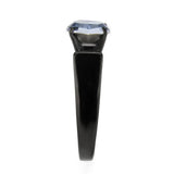 TK3740 IP Black Stainless Steel Ring with Top Grade Crystal in Aquamarine - Alamode - Flyclothing LLC