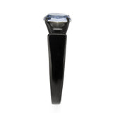 TK3740 IP Black Stainless Steel Ring with Top Grade Crystal in Aquamarine - Alamode