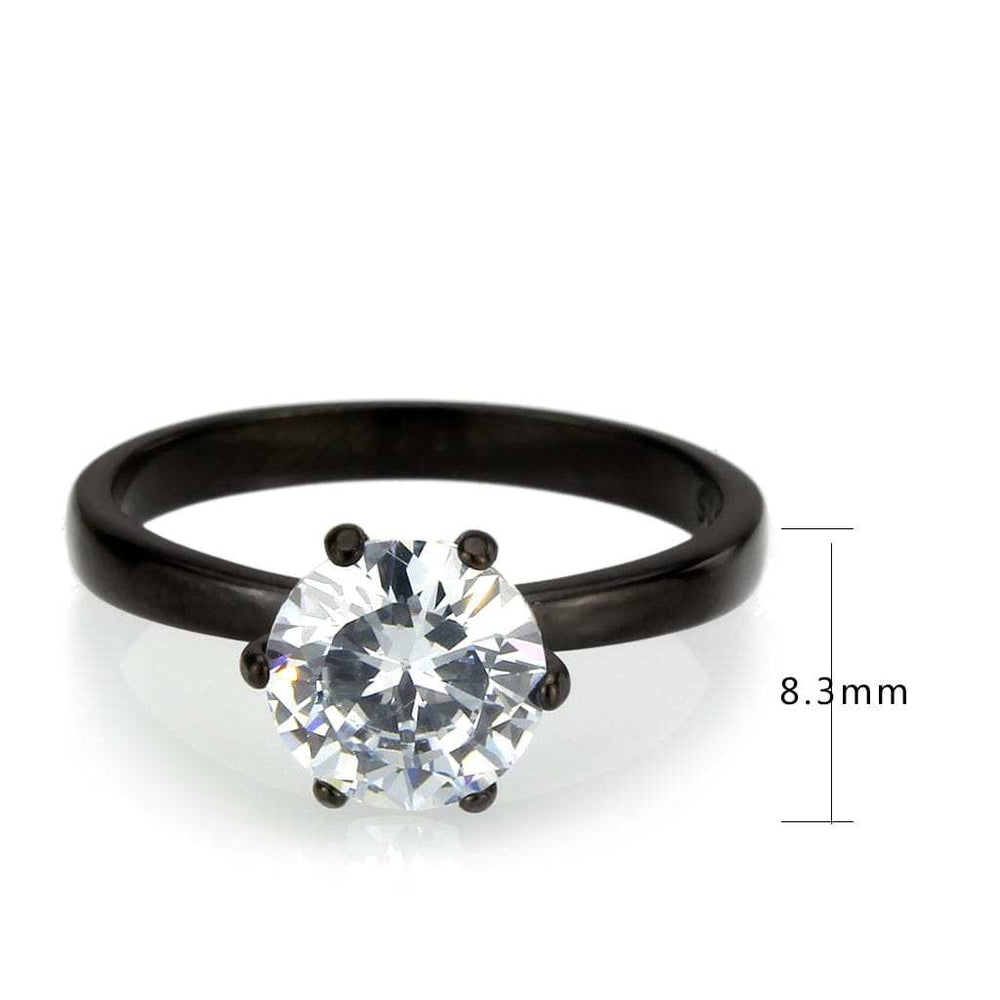 TK3741 IP Black Stainless Steel Ring with AAA Grade CZ in Clear - Alamode - Flyclothing LLC