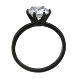TK3741 IP Black Stainless Steel Ring with AAA Grade CZ in Clear - Alamode