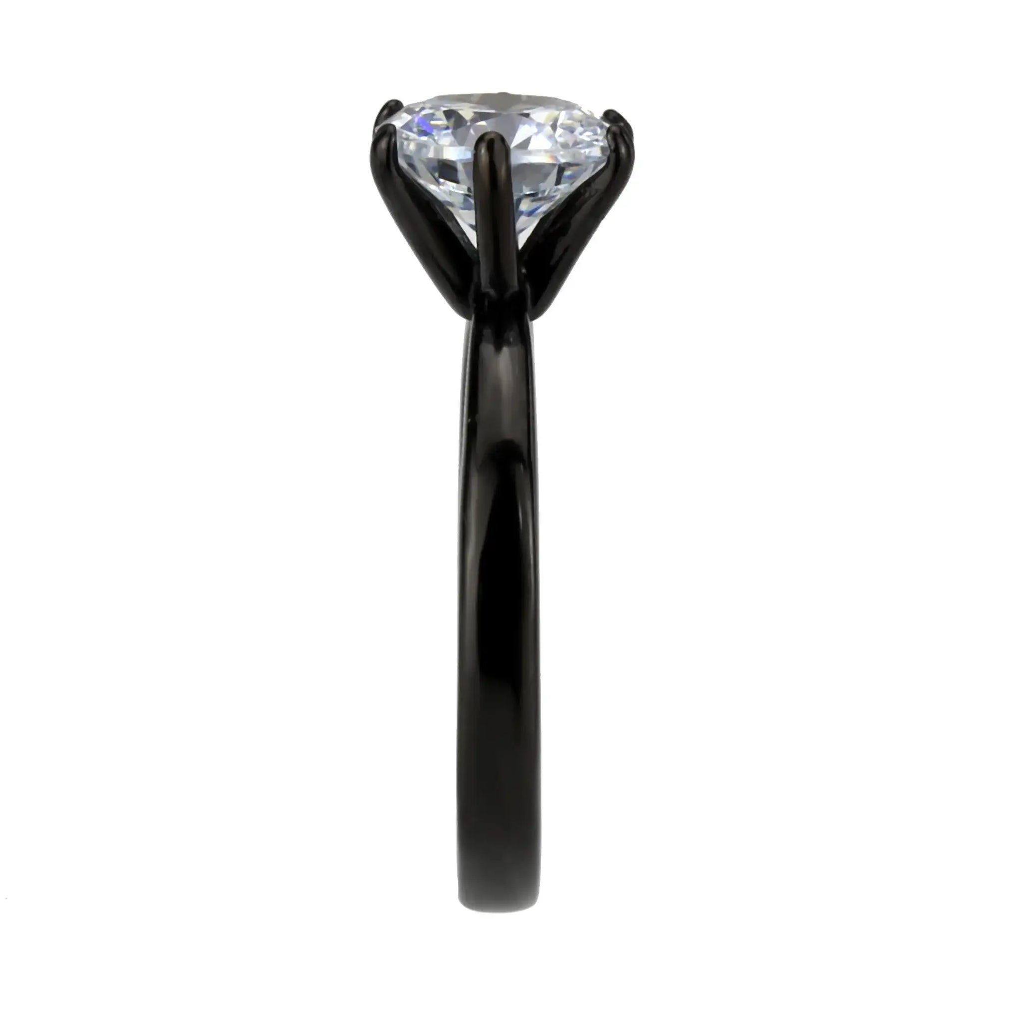 TK3741 IP Black Stainless Steel Ring with AAA Grade CZ in Clear - Alamode - Flyclothing LLC