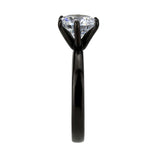 TK3741 IP Black Stainless Steel Ring with AAA Grade CZ in Clear - Alamode