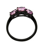 TK3742 - IP Black Stainless Steel Ring with AAA Grade CZ in Rose - Alamode - Flyclothing LLC