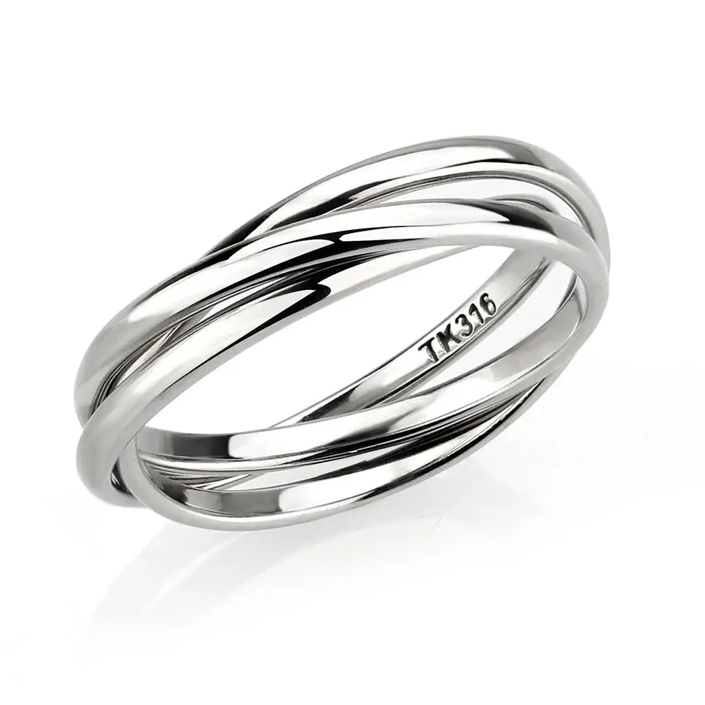 TK3743 - High polished Stainless Steel Interlocking Ring - Alamode - Flyclothing LLC