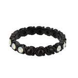 TK3744 IP Black Stainless Steel Ring with Top Grade Crystal in White - Alamode