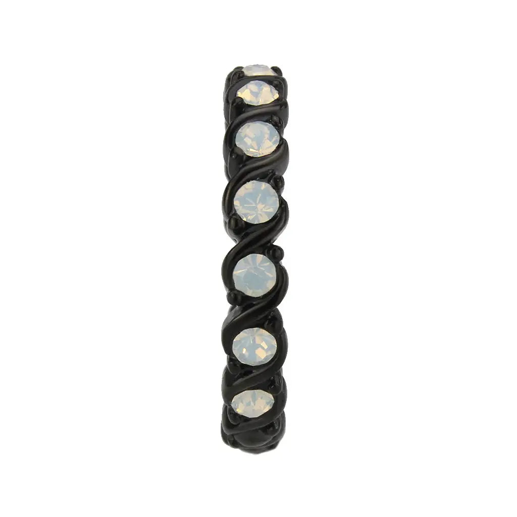 TK3744 IP Black Stainless Steel Ring with Top Grade Crystal in White - Alamode - Flyclothing LLC