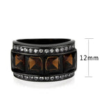 TK3746 IP Black Stainless Steel Ring with Synthetic in Brown - Alamode - Flyclothing LLC