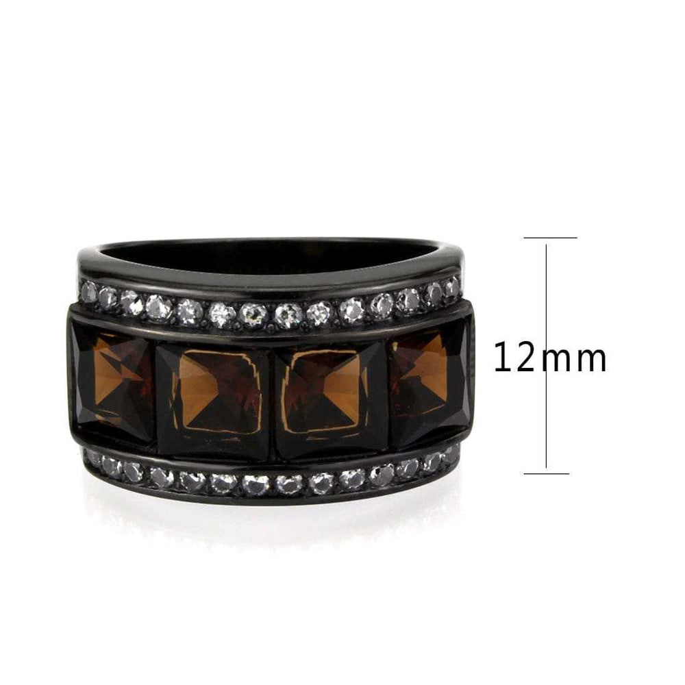 TK3746 IP Black Stainless Steel Ring with Synthetic in Brown - Alamode - Flyclothing LLC