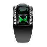 TK3747 IP Black Stainless Steel Ring with Synthetic in Emerald - Alamode - Flyclothing LLC