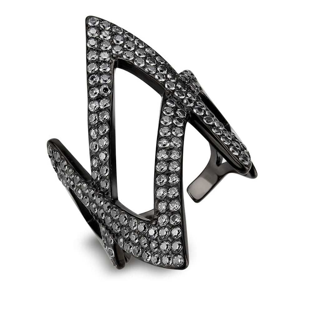TK3748 IP Black  Stainless Steel Ring with AAA Grade CZ in Clear - Alamode