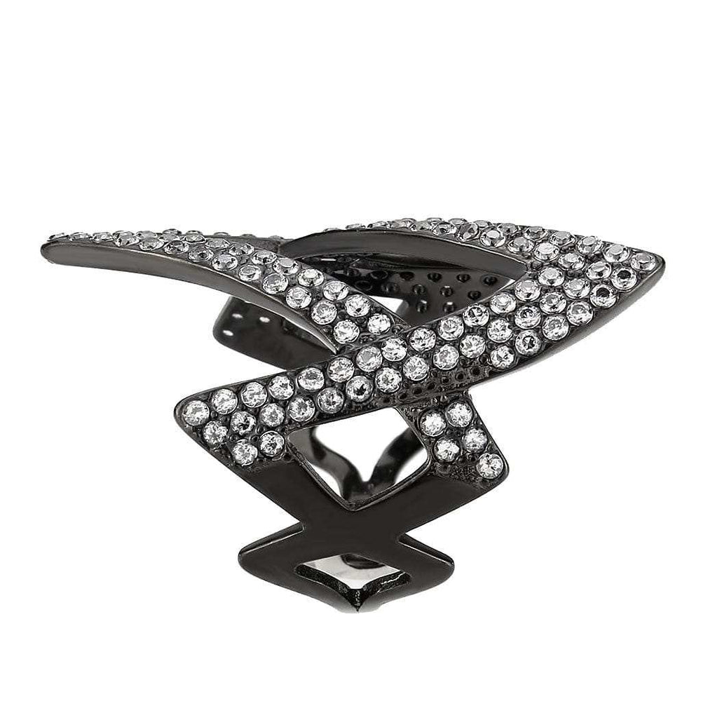 TK3748 IP Black Stainless Steel Ring with AAA Grade CZ in Clear - Alamode - Flyclothing LLC