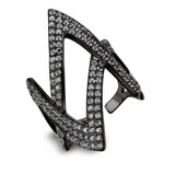 TK3748 IP Black  Stainless Steel Ring with AAA Grade CZ in Clear - Alamode