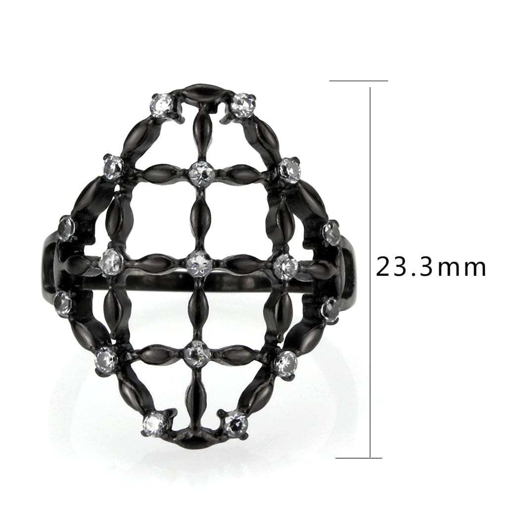 TK3749 IP Black Stainless Steel Ring with AAA Grade CZ in Clear - Alamode - Flyclothing LLC