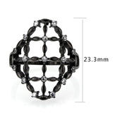 TK3749 IP Black Stainless Steel Ring with AAA Grade CZ in Clear - Alamode