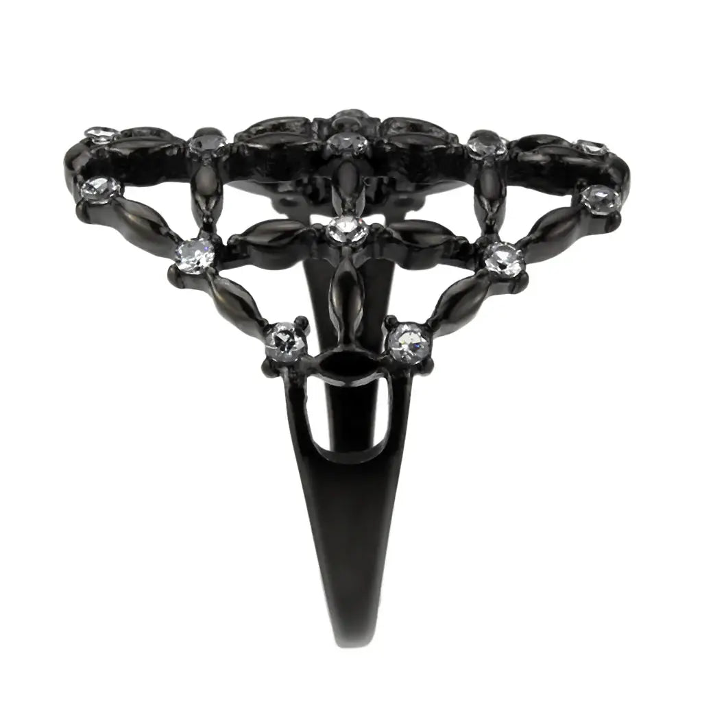 TK3749 IP Black Stainless Steel Ring with AAA Grade CZ in Clear - Alamode - Flyclothing LLC
