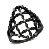 TK3749 IP Black Stainless Steel Ring with AAA Grade CZ in Clear - Alamode