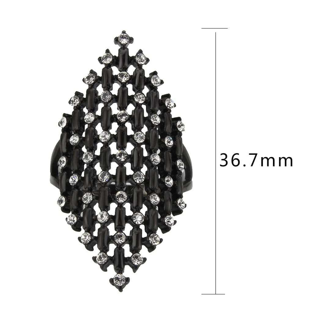 TK3750 IP Black Stainless Steel Ring with Top Grade Crystal in Clear - Alamode - Flyclothing LLC