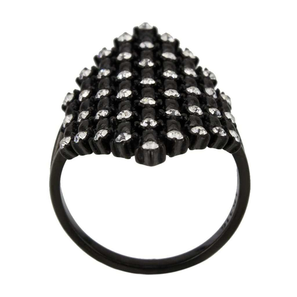 TK3750 IP Black Stainless Steel Ring with Top Grade Crystal in Clear - Alamode - Flyclothing LLC