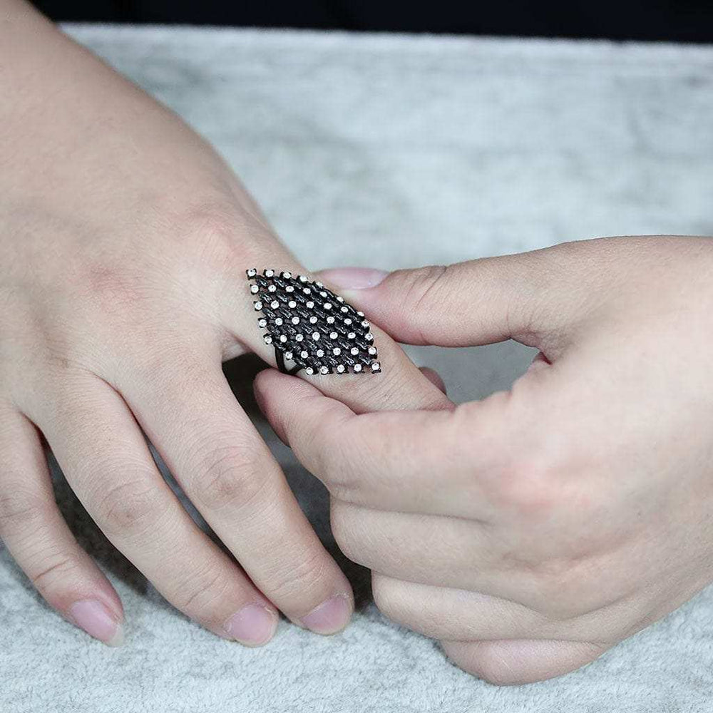 TK3750 IP Black Stainless Steel Ring with Top Grade Crystal in Clear - Alamode - Flyclothing LLC