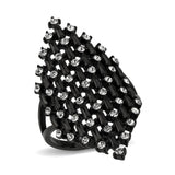 TK3750 IP Black Stainless Steel Ring with Top Grade Crystal in Clear - Alamode