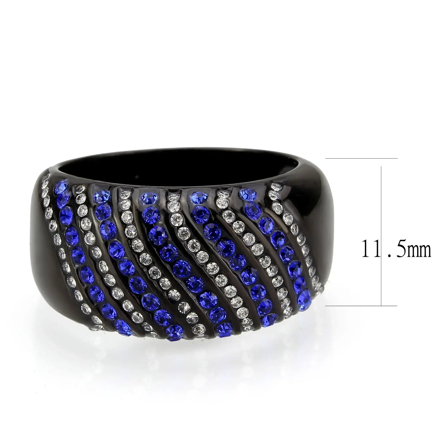 TK3751 IP Black Stainless Steel Ring with AAA Grade CZ in Blue - Alamode - Flyclothing LLC