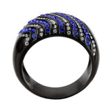 TK3751 IP Black  Stainless Steel Ring with AAA Grade CZ in Blue - Alamode