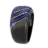 TK3751 IP Black  Stainless Steel Ring with AAA Grade CZ in Blue - Alamode