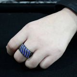 TK3751 IP Black Stainless Steel Ring with AAA Grade CZ in Blue - Alamode - Flyclothing LLC