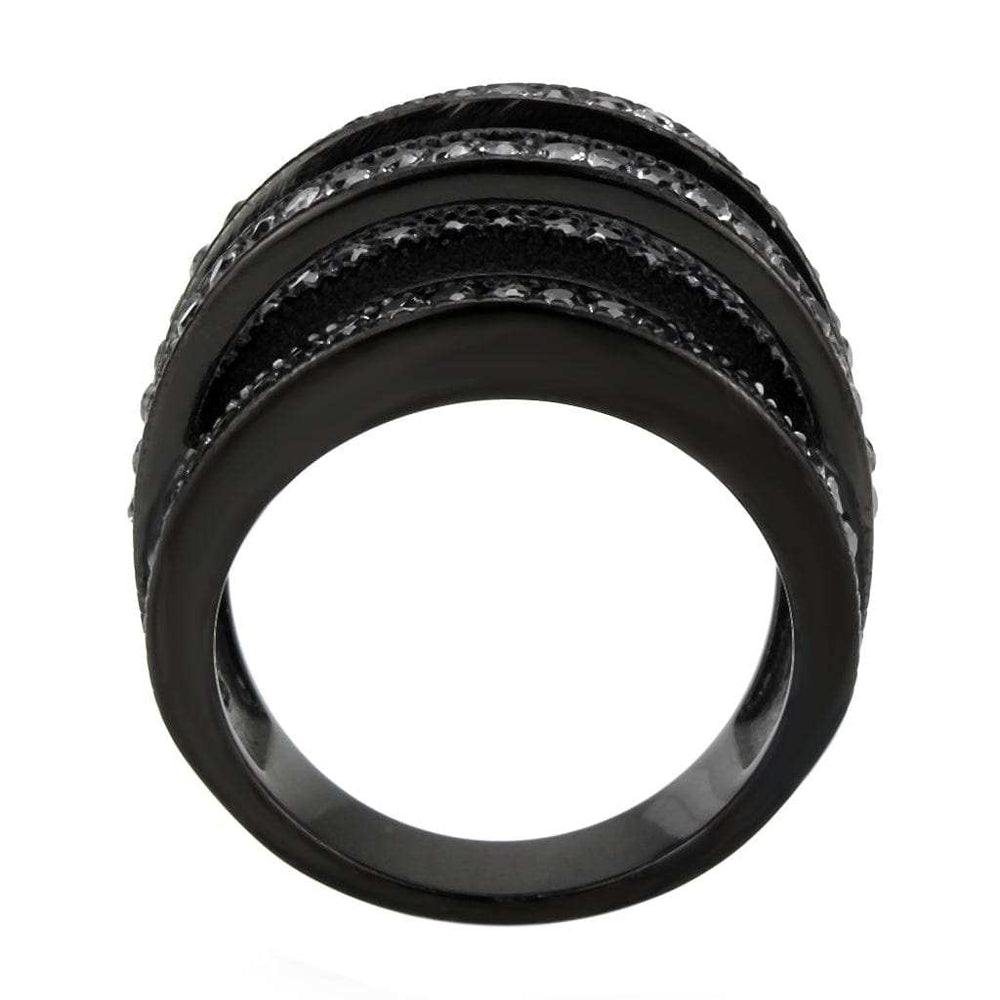TK3752 IP Black Stainless Steel Ring with AAA Grade CZ in Clear - Alamode - Flyclothing LLC