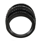 TK3752 IP Black Stainless Steel Ring with AAA Grade CZ in Clear - Alamode