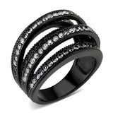 TK3752 IP Black Stainless Steel Ring with AAA Grade CZ in Clear - Alamode