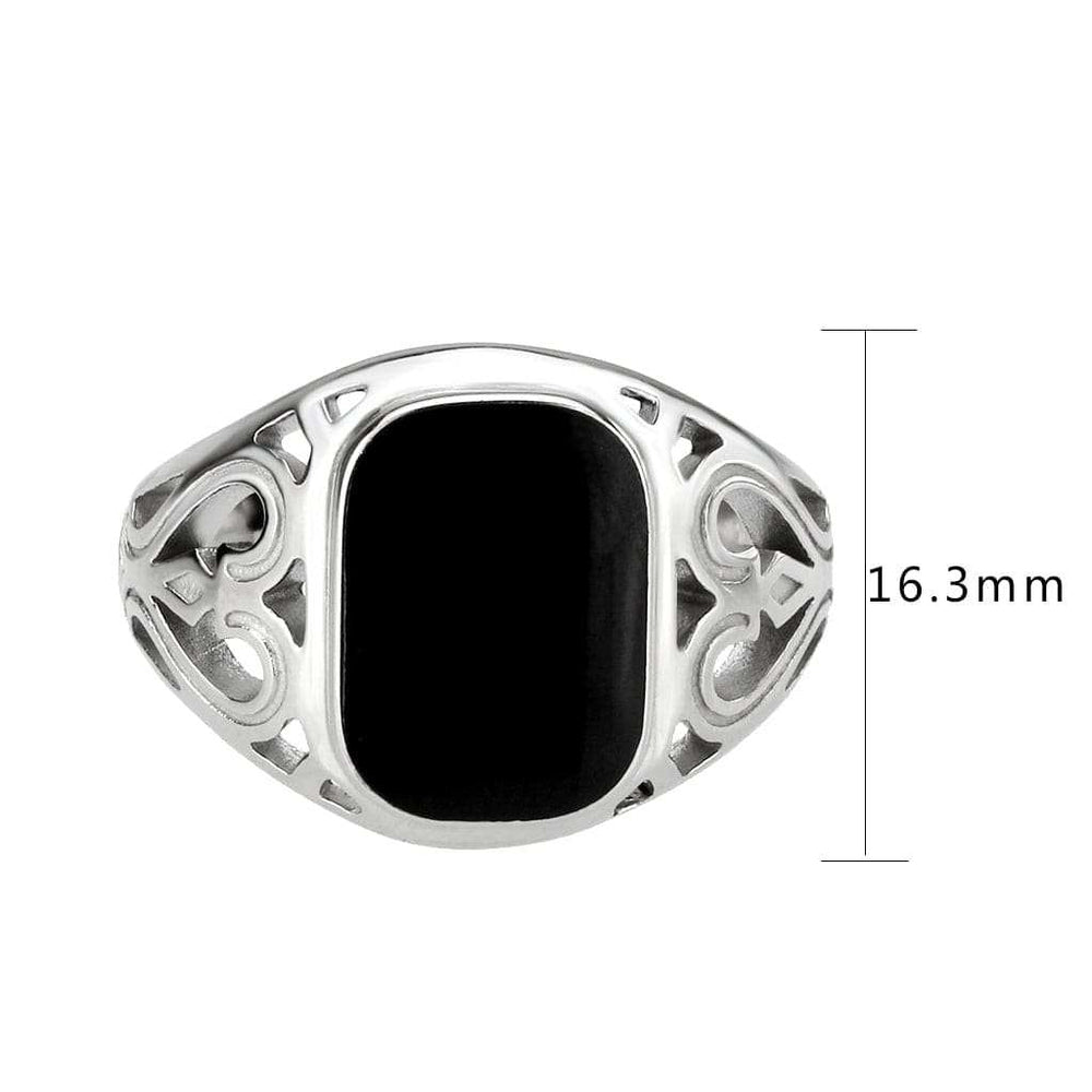 TK3753 High polished Stainless Steel Ring with Epoxy in Jet - Alamode - Flyclothing LLC