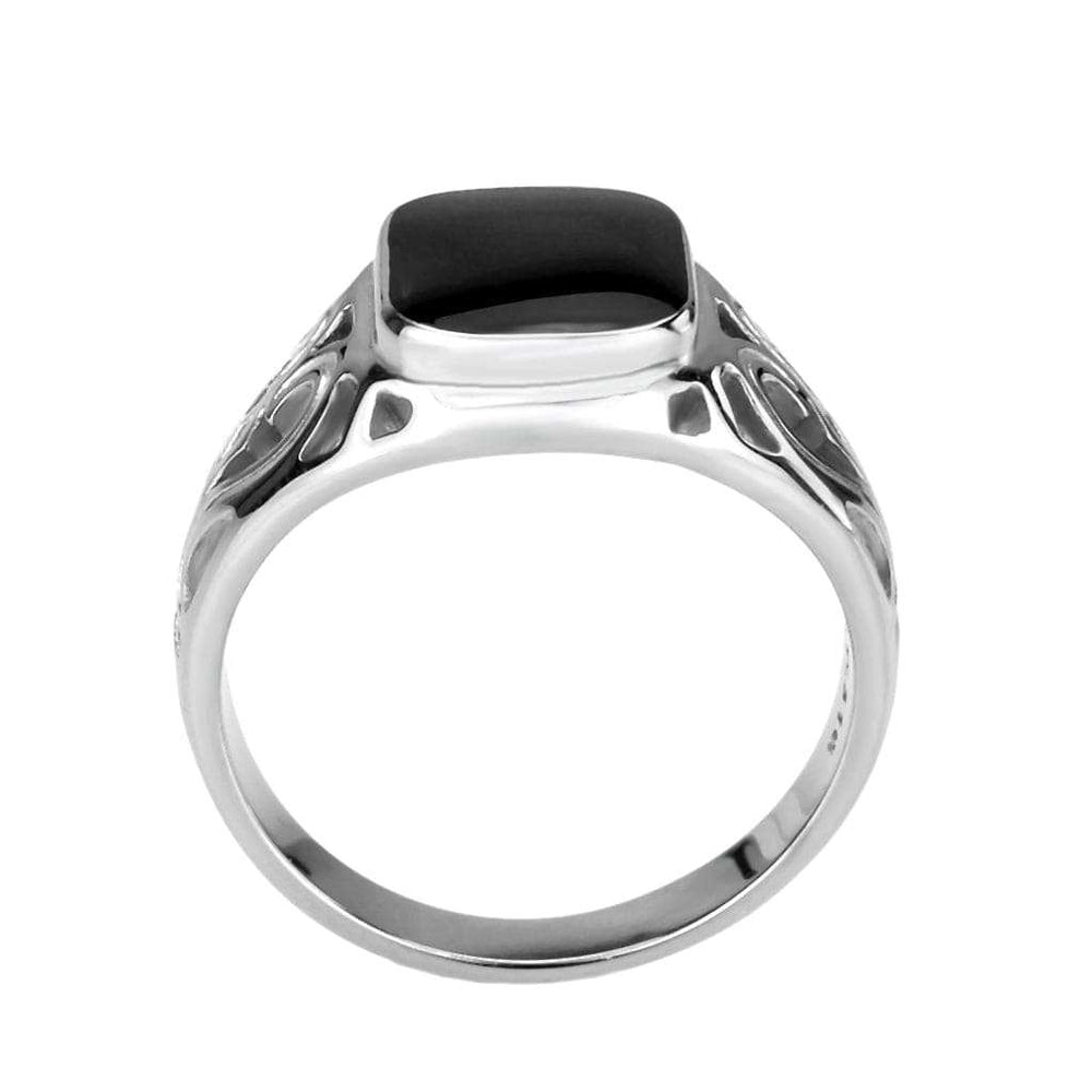 TK3753 High polished Stainless Steel Ring with Epoxy in Jet - Alamode - Flyclothing LLC