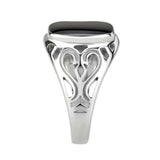 TK3753 High polished Stainless Steel Ring with Epoxy in Jet - Alamode - Flyclothing LLC