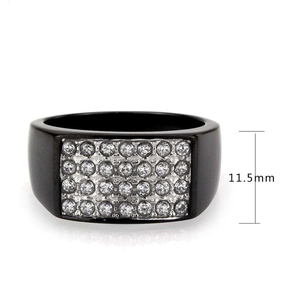 TK3754 IP Black Stainless Steel Ring with AAA Grade CZ in Clear - Alamode - Flyclothing LLC