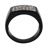 TK3754 IP Black Stainless Steel Ring with AAA Grade CZ in Clear - Alamode