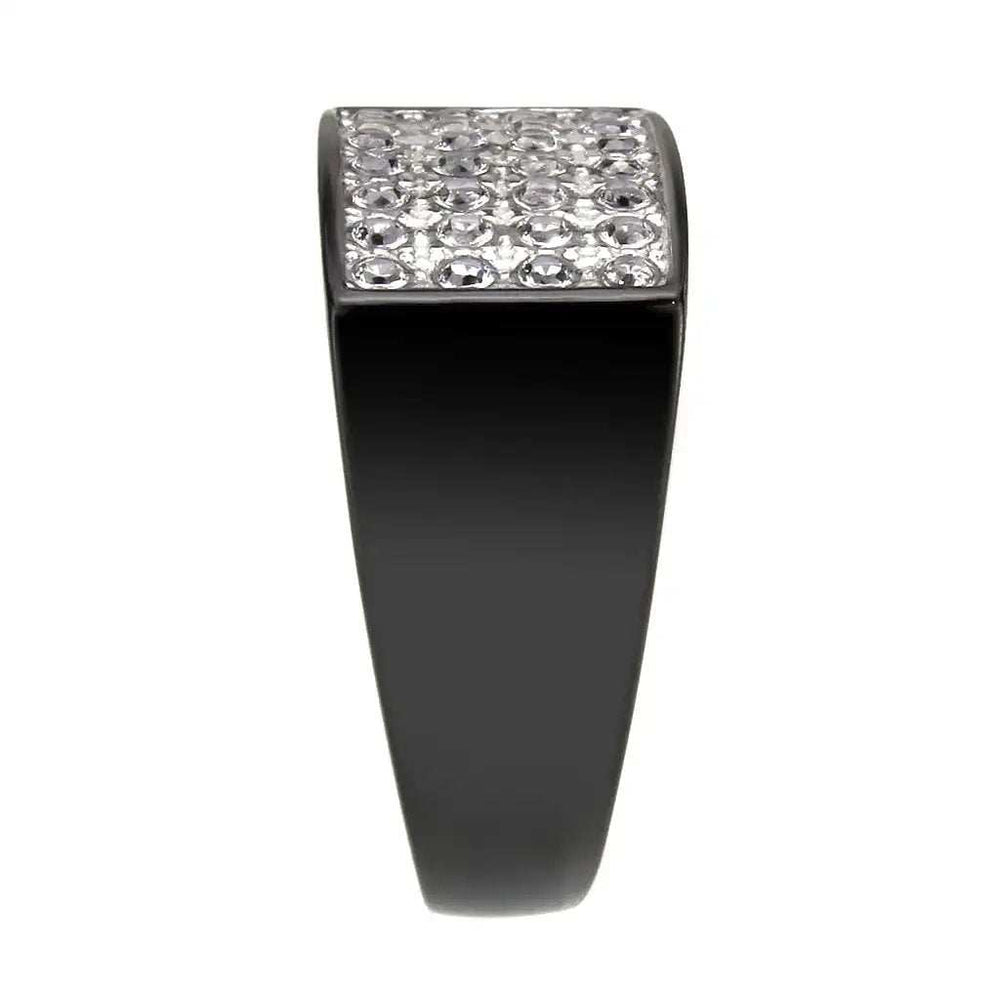 TK3754 IP Black Stainless Steel Ring with AAA Grade CZ in Clear - Alamode - Flyclothing LLC