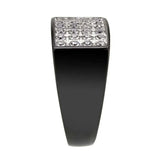 TK3754 IP Black Stainless Steel Ring with AAA Grade CZ in Clear - Alamode - Flyclothing LLC
