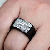 TK3754 IP Black Stainless Steel Ring with AAA Grade CZ in Clear - Alamode - Flyclothing LLC