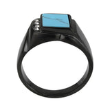 TK3755 IP Black Stainless Steel Ring with Synthetic in Sea Blue - Alamode - Flyclothing LLC