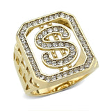 TK3757 - IP Gold(Ion Plating) Stainless Steel Ring with Top Grade Crystal in Clear - Alamode - Flyclothing LLC
