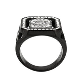 TK3758 - Two Tone IP Black (Ion Plating) Stainless Steel Ring with Top Grade Crystal in Clear - Alamode